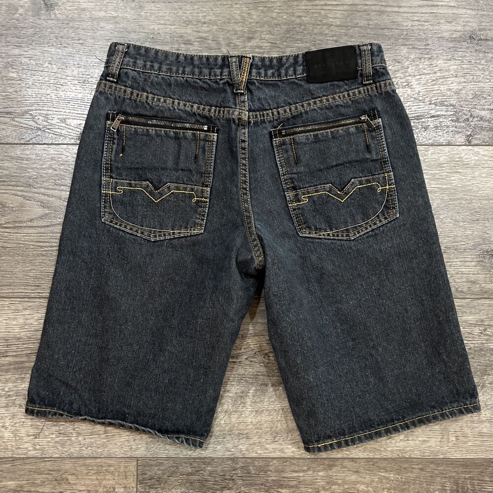 Vintage Y2K Sean John Jean Shorts Dark Wash Zipper Back Pockets - Kids Size 20